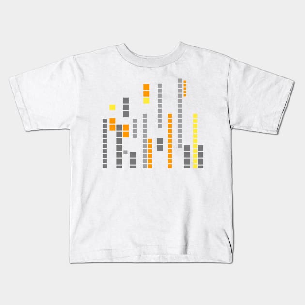 Geometric Pixel pattern orange gray Kids T-Shirt by soycarola